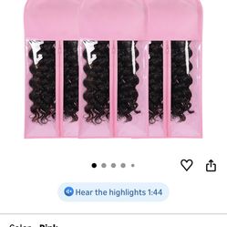 3PCS Hair Extension Holder Dust-proof Bags with Hanger Portable Storage for Multiple Wigs Holder Stand with Transparent Zip Up Closure