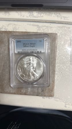 PCGS MS 69 silver eagle 2002 1 ounce find silver