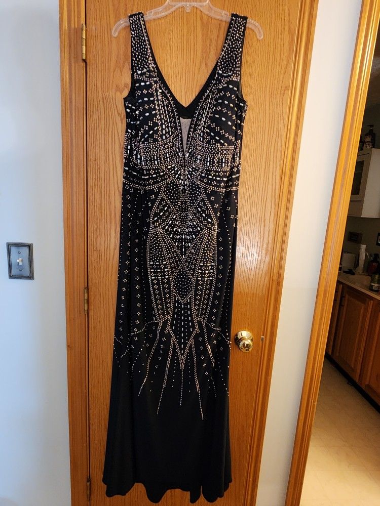 Navy Beaded Formal Gown