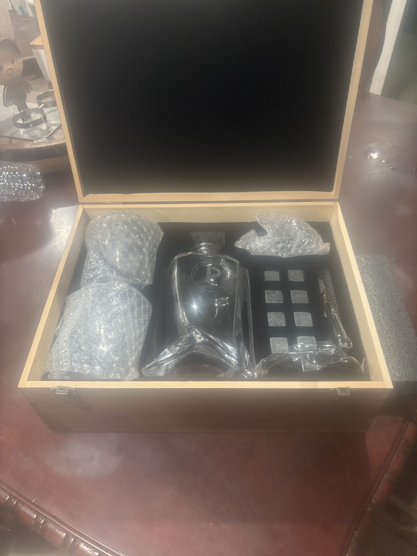 Box With Glass Alcohol Bottles 