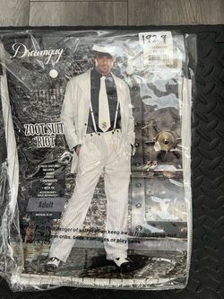 White Pinstripe Zoot Suit Costume – Medium (5 Pieces)