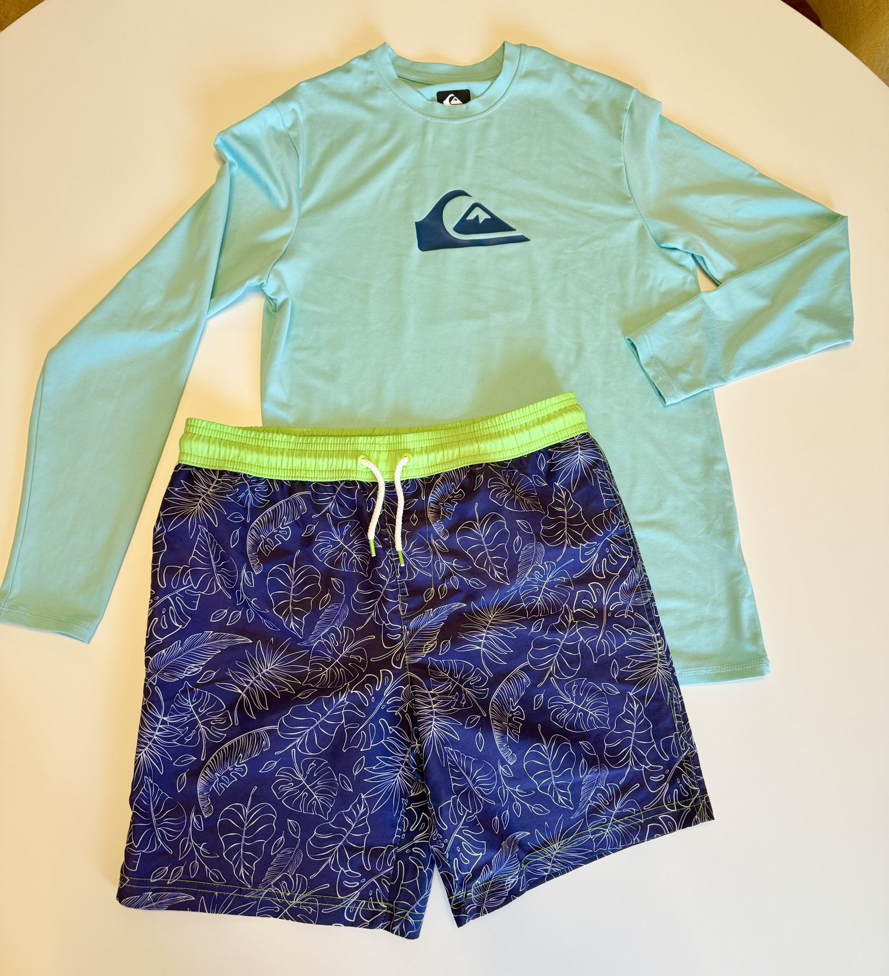 Boy’s Swim Bundle: Rash Guard And Shorts, Size L (12)