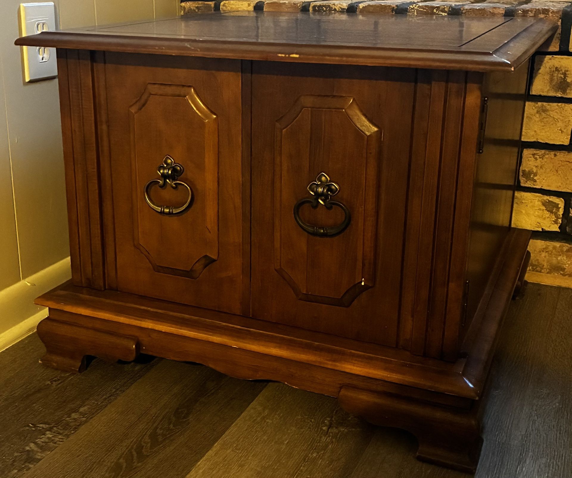 vintage wood fold-out dry bar or server console cabinet by Lane