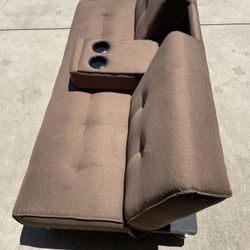 71” inch Futon Couch with Armrest, 2-Cup holders, Sofa Bed Convertible with Metal Legs