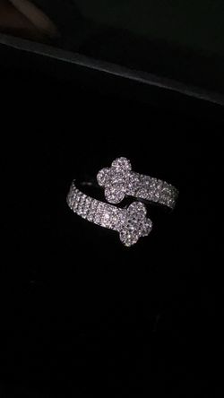 Silver Pavé Crystal Flower Ring