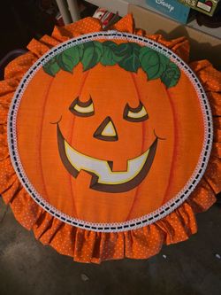 Halloween Jack-O-Lantern Fabric Wall Hanger New