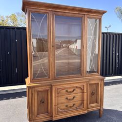 Mid Century Modern China Hutch Display Cabinet Cupboard