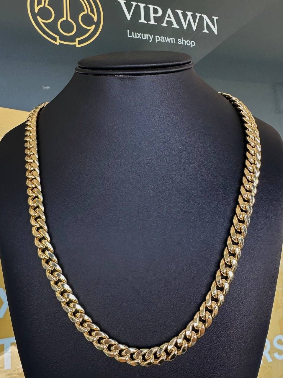10K Yellow Solid Gold curb style chain hollow 55g 24.5" 9.3mm