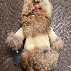 Vintage Eskimo Vinyl and Fur Girl Doll 11" Tall Blinky Sleepy Eyes w/mittens
