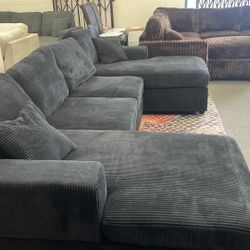 New 120x60 Corduroy Sectional Couch / Free Delivery