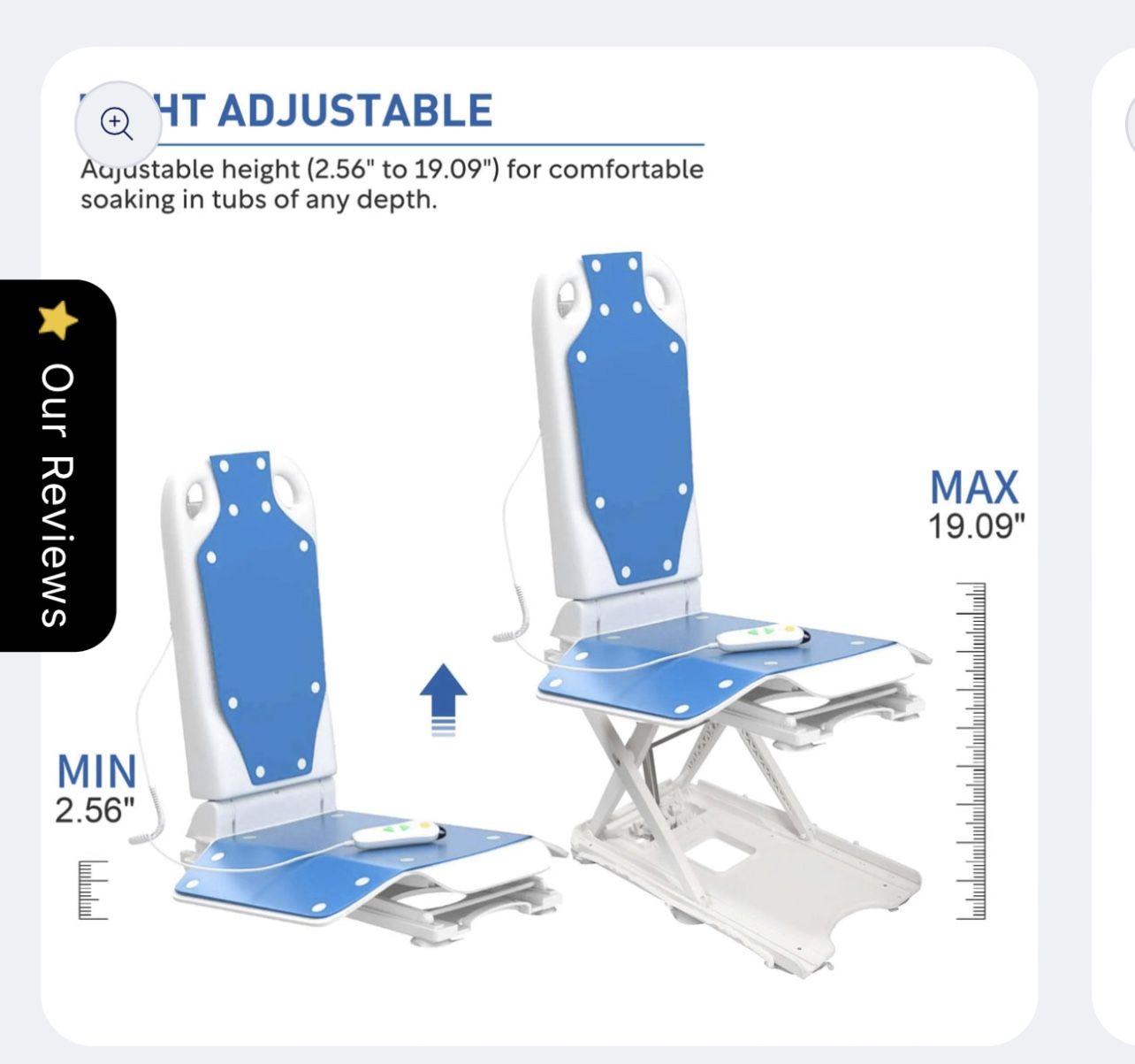 MAIDeSite Electronic Chair Lift 300lbs Capacity Waterproof Cordless Adjustable