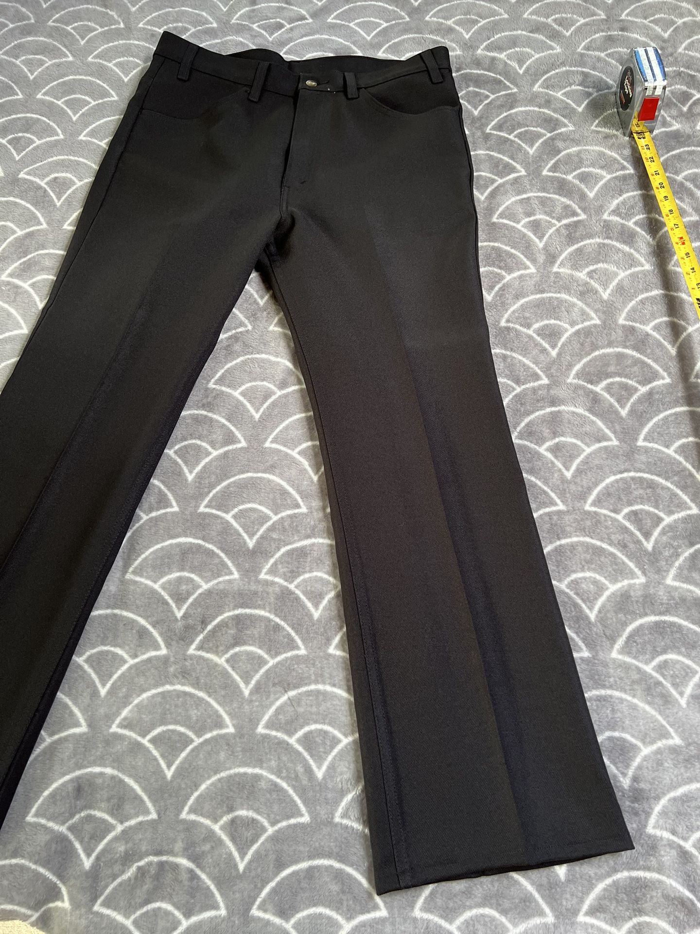 Levis Mens Y2K Made in USA FITS W38 L32 Boot Cut Black Polyester Slacks Pants