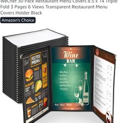 8 1/2 X 14 Restaurant Menu Covers 30 Pk