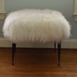 Custom Mongolian lamb fur stool