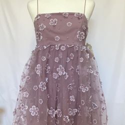 NWT Altar'd State Purple Tulle Babydoll Mini Dress Women’s Medium Elde