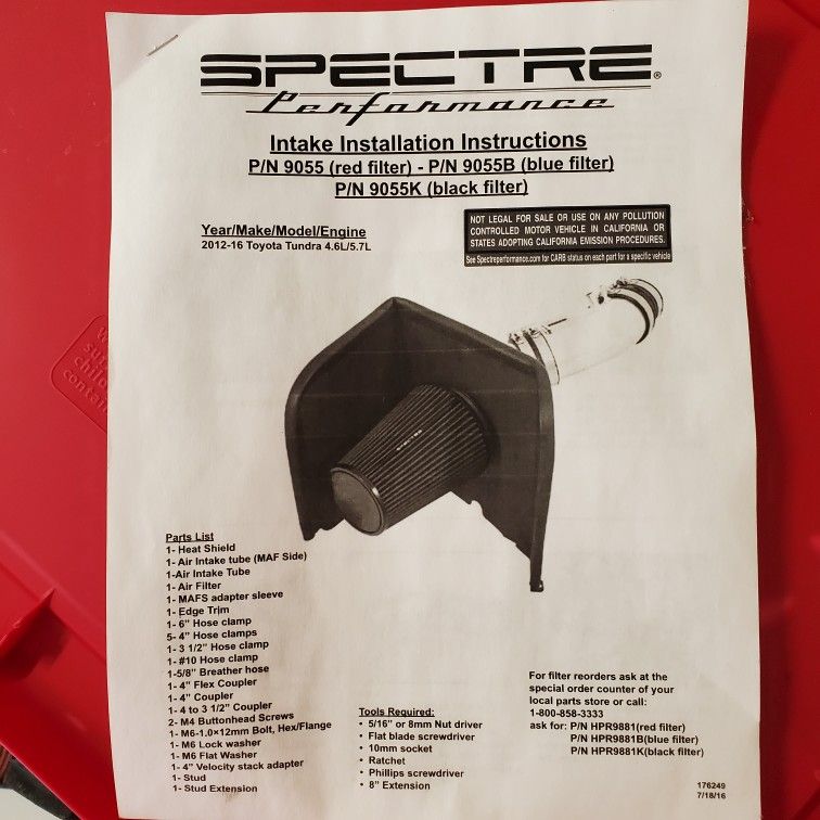 Spectre Cold Air Intake Tundra 9055