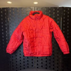 Supreme Bonded Logo Puffer Coat Size Small Red 