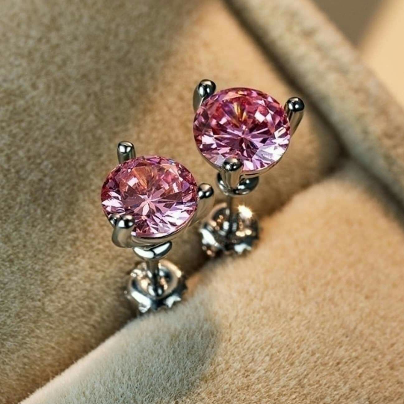 1CT Pink Topaz Stud Earrings