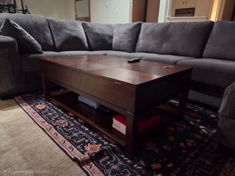 Dark Wood Lift-Top Coffee Table with Storage