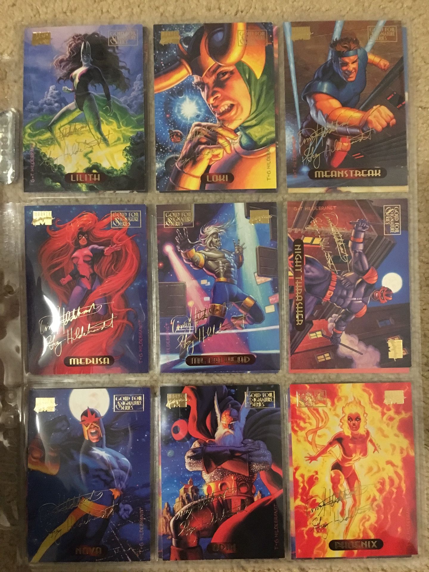 1994 Fleer Marvel Masterpieces Gold Foil Signature Series Lot of 27