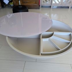 Grey Glass Round Coffee Table with a Swivel Top