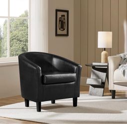 Faux Leather Amor › Chair Armchair Club Chair for Living Room-Black