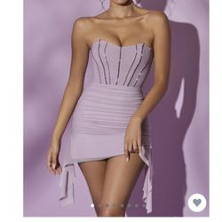 Corset Embellished Lilac Dress