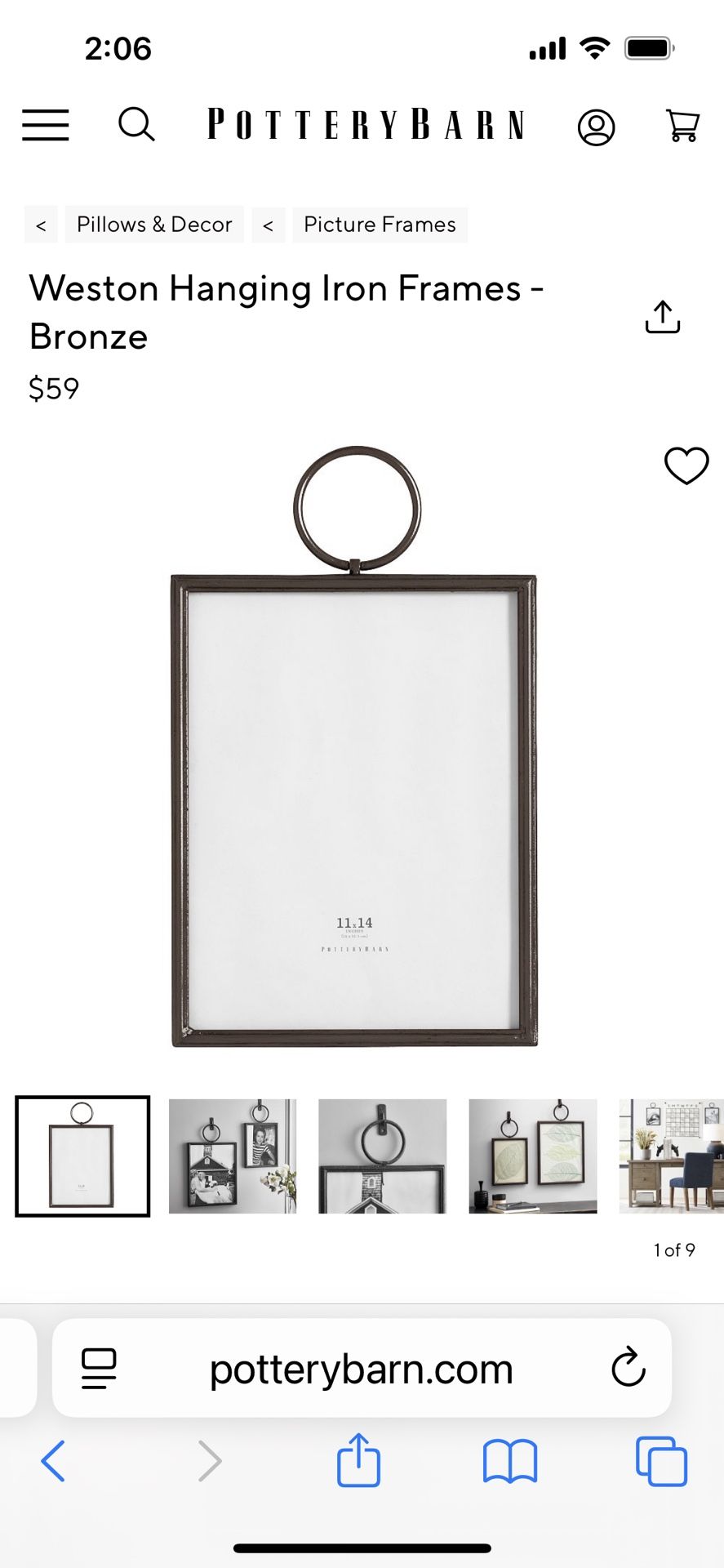Pottery Barn 11x14 Weston Frames In Bronze Set Of 4