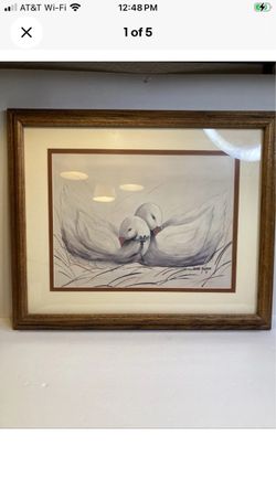 Vintage Country Nesting Geese Wall Art Wood Framed Cottagecore 23”x 19”