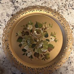 vintage NASHCO hand-painted metal toleware tray