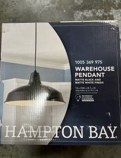 Hampton Bay 1-Light Black Warehouse Pendant Light with Metal Shade