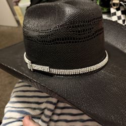 Twister Black Hat With Rhinestone Band