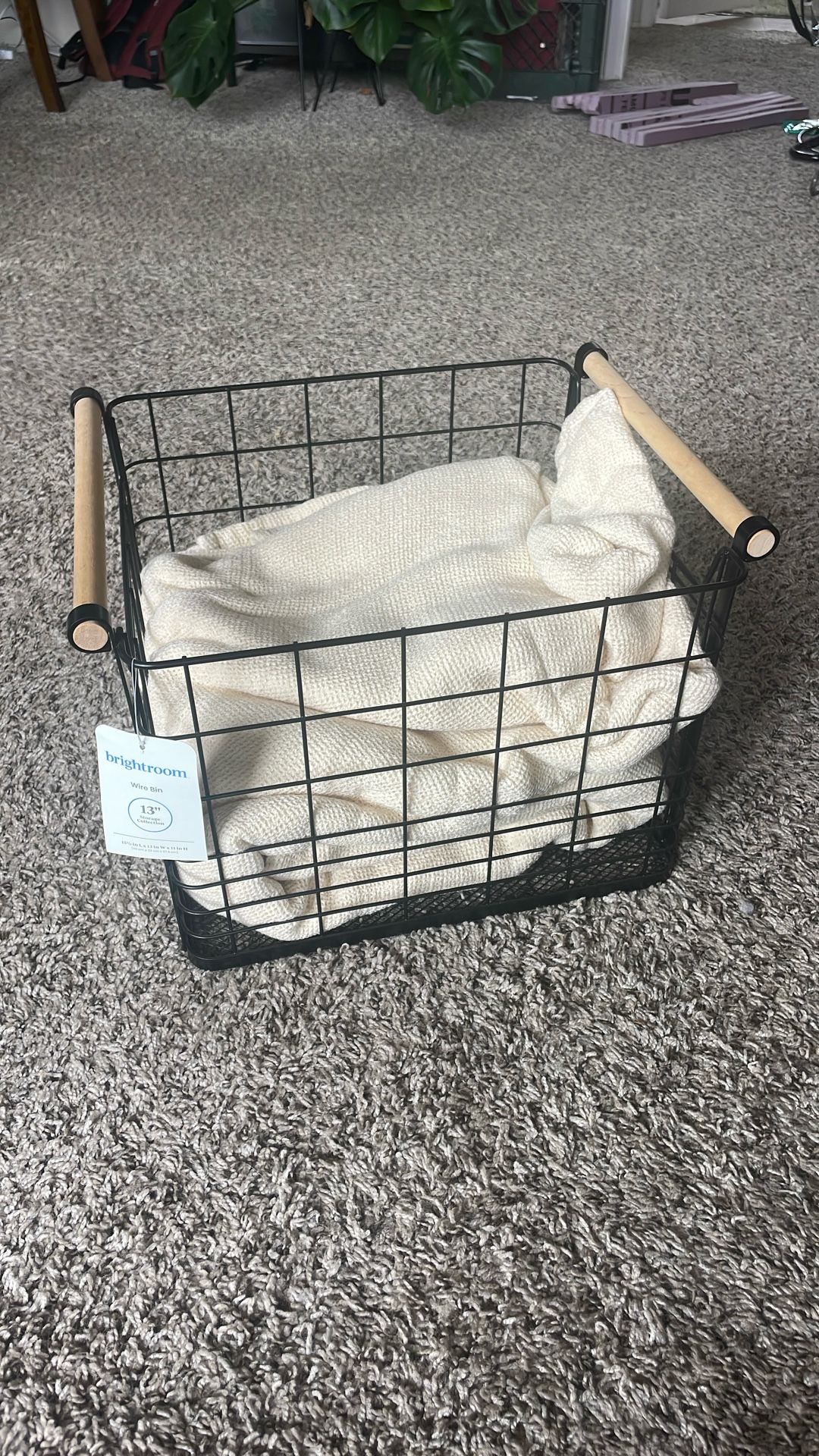 Wire Natural Wood Handles Milk Crate Storage Bin