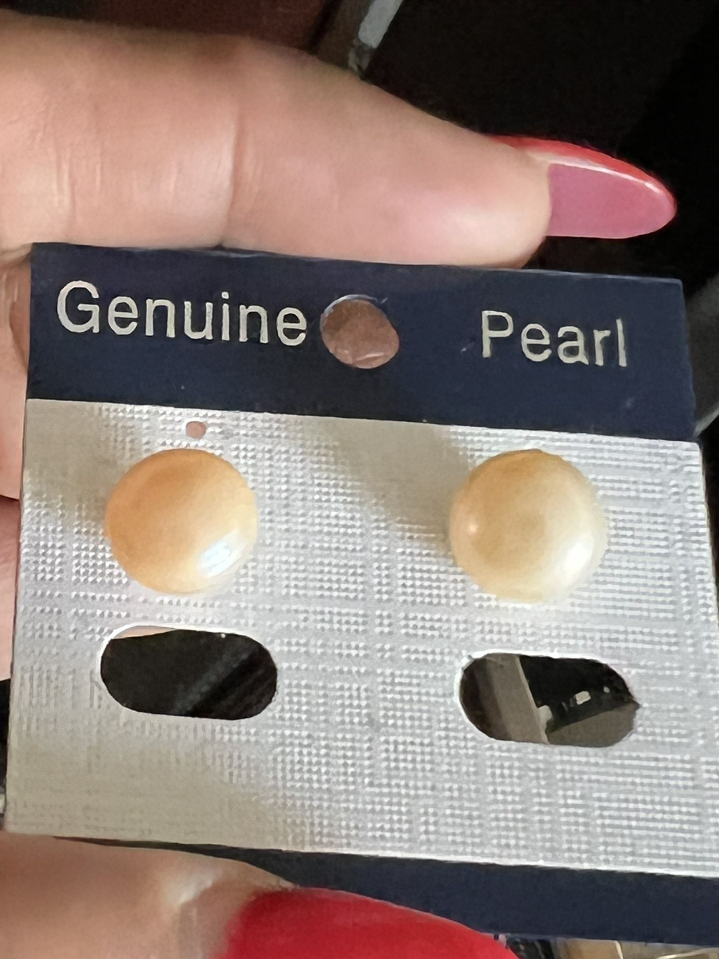 925 Beautiful vintage genuine pearls earrings And Mother Of Pearls Small Diamond Ring Size 7 1/2