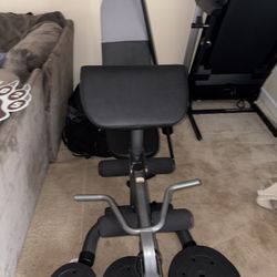 Bench with bar and 3 sets of weights