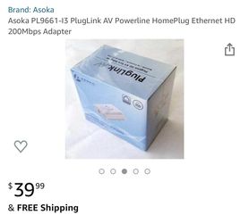 PlugLink AV Powerline HomePlug Ethernet HD 200Mbps Adapter