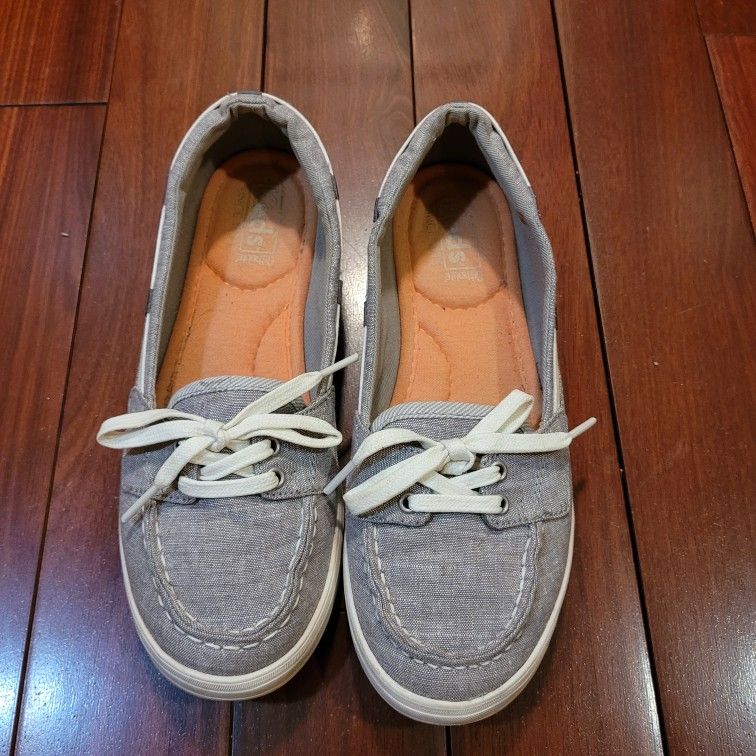 Womens Keds Ortholite Lace Slip On Boat Shoes Gray Size 7