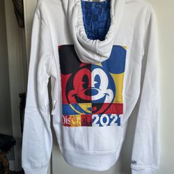 Disney Resort- 2021 Zip Up White Hoodie With Colorful Mickey Mouse Face