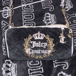 Juicy Couture Black Suede Barrel Purse 
