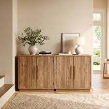 2PCS, 2-Door Storage Wood Sideboard