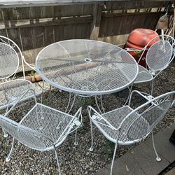 Wrought Iron Patio Set, Table And 4 Chairs