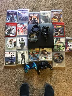 PS3 and 19 games +2 controls and cables good condition. Was 300. Now 280