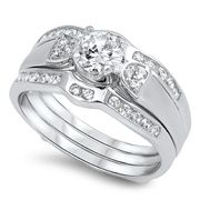 Sterling Silver wedding set- white topaz - Size 8