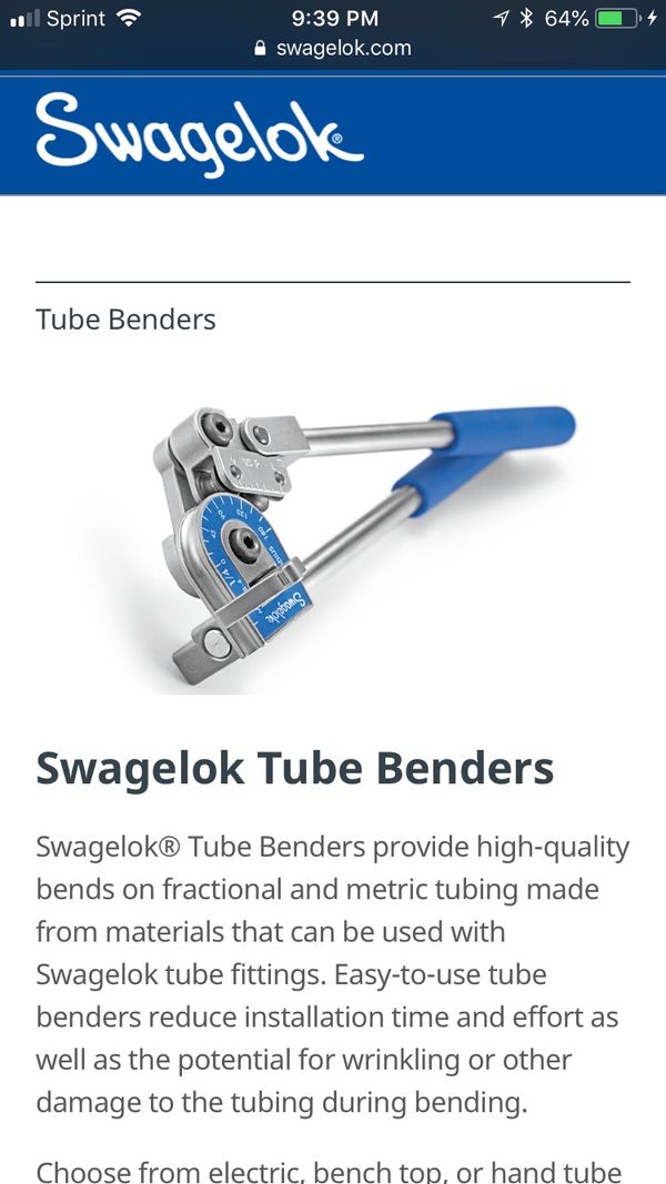 Swagelok tubing benders for Sale in Houston, TX OfferUp