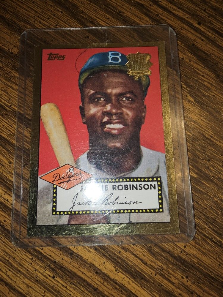 2002 TOPPS #312 JACKIE ROBINSON GOLD 50TH ANNIVERSARY BASEBALL CARD