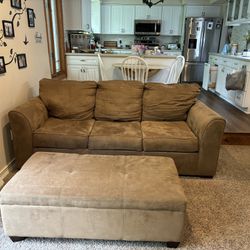 Brown Couch & Ottoman 
