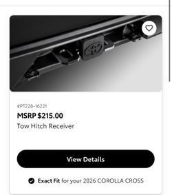 New 2026 Toyota Corolla Cross trailer hitch, all weather floor mats and cargo mat