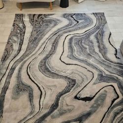 Blue & Grey Modern Abstract Design Rug