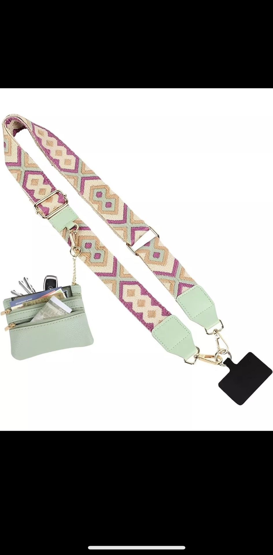 Crossbody Clip and Go Strap for Phone with Wallet/Zipper Pouch