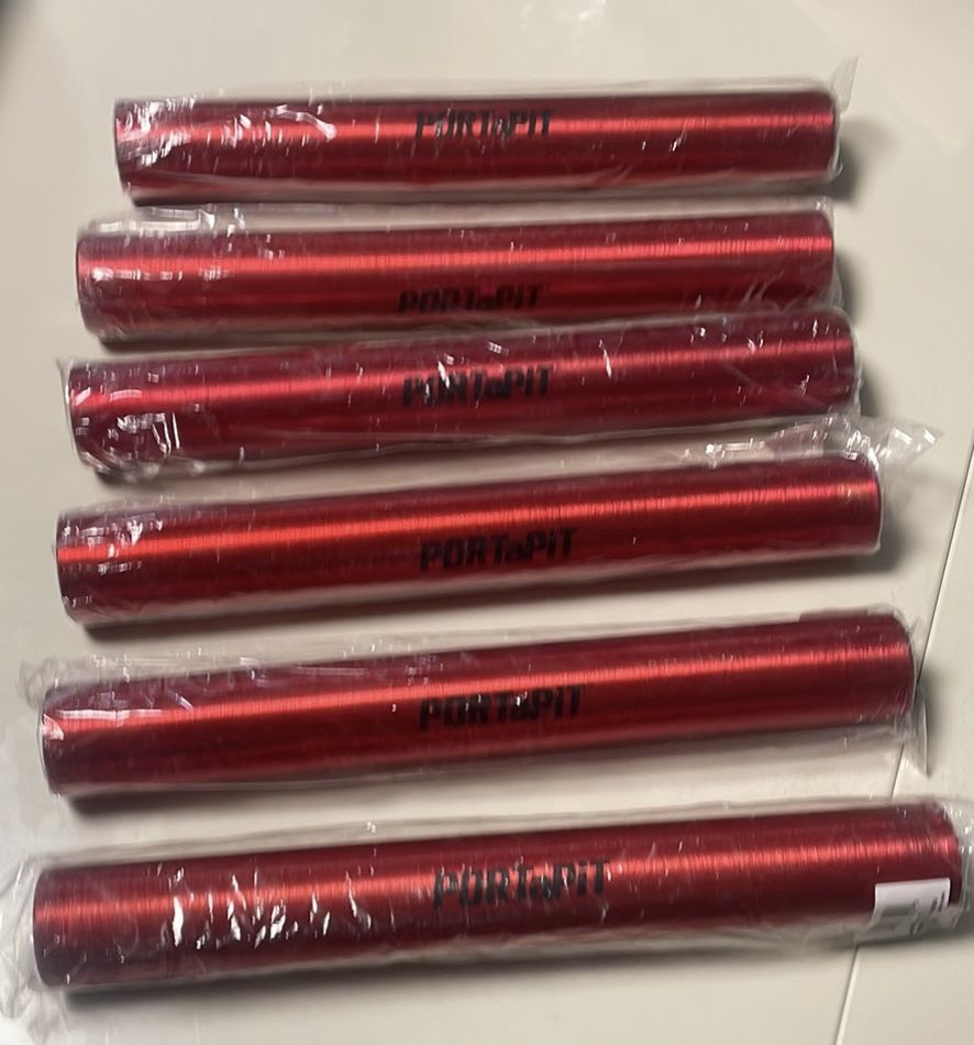 6-Pack of Port a Pit Aluminum Red Relay Batons for Track & Field 11.5"